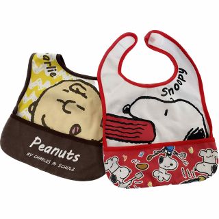 スヌーピー(SNOOPY)のSNOOPY & Charlie Brown お食事用ビブ 2点セット(お食事エプロン)