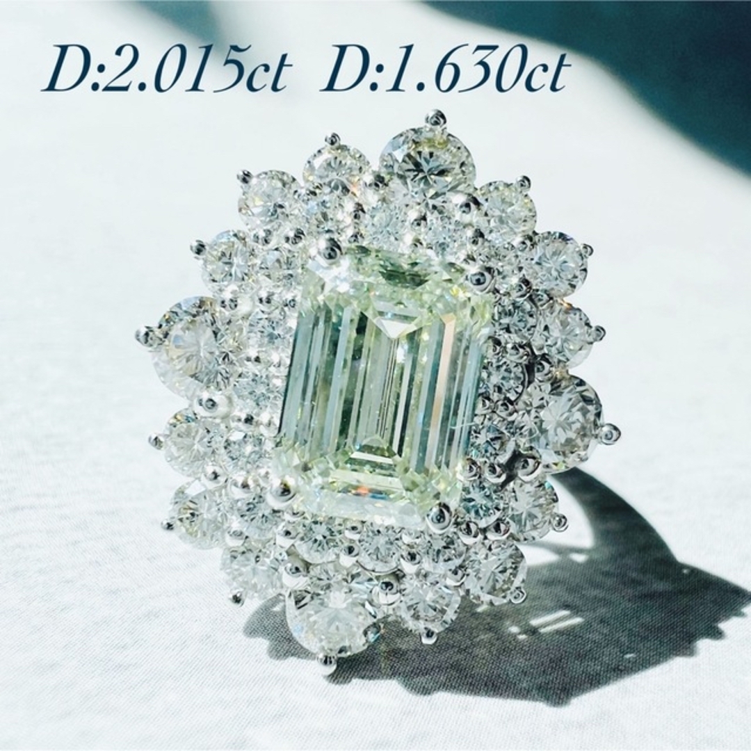 豪華☆PTダイヤモンドリング D:2.015ct D:1.63ct レディースのアクセサリー(リング(指輪))の商品写真