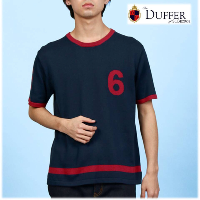 The DUFFER of ST.GEORGE(ザダファーオブセントジョージ)の《ザ・ダファー》新品 ナンバリング 半袖ニットカットソー Tシャツ 紺 M メンズのトップス(Tシャツ/カットソー(半袖/袖なし))の商品写真