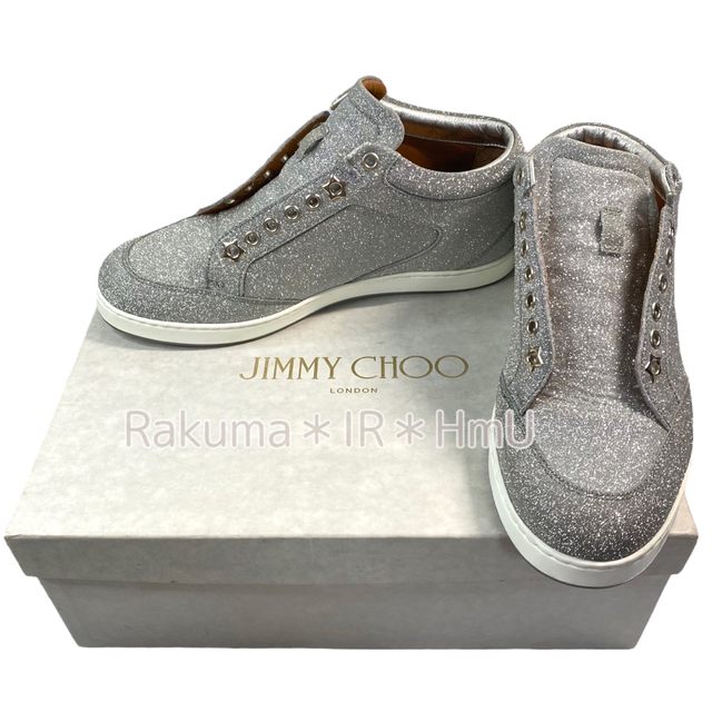 jimmychoo ジミーチュウ MIAMI ラメ スニーカー シルバー 最も
