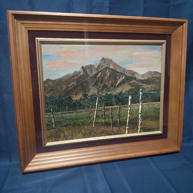 245 絵画 油彩 油絵 風景画 作者不明 八ヶ岳 額装 額縁付き