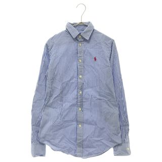 ポロラルフローレン(POLO RALPH LAUREN)のPOLO RALPH LAUREN ポロラルフローレン ワンポイントストライプ長袖シャツ ブルー レディース 現行(シャツ/ブラウス(長袖/七分))