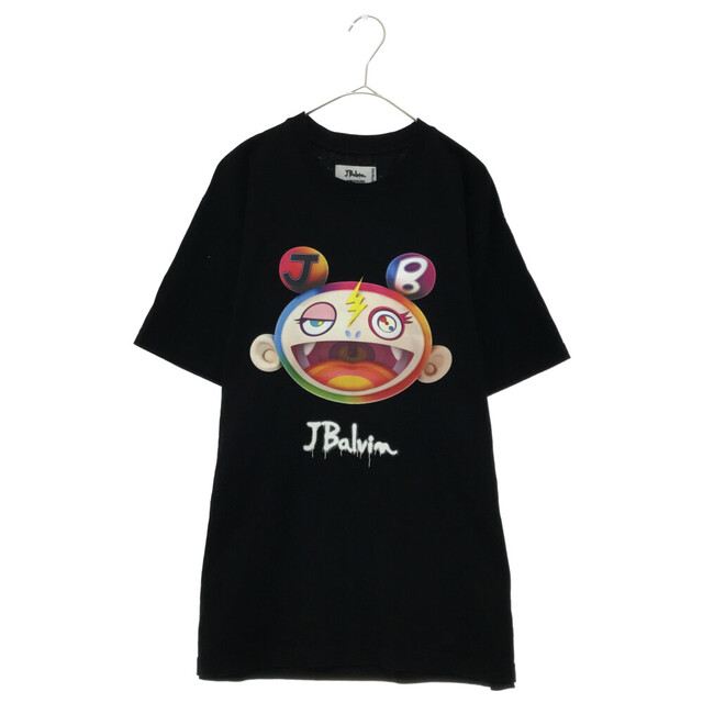 JBALVIN ジェーバルヴィン 20AW ×村上隆 kaikai kiki キキフェイス ビックロゴ 半袖Tシャツ カットソー ブラック