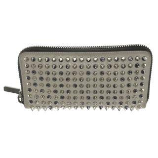 クリスチャンルブタン(Christian Louboutin)のCHRISTIAN LOUBOUTIN クリスチャンルブタン PANETTONE WALLET SPIKES 長財布 ラウンドファスナーウォレット スタッズ 型押し グレー 1165045(長財布)