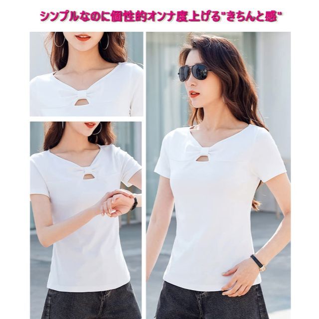 wolass tシャツ レディース 綿 無地 ストレッチ Tシャツ 半袖 丸首 5