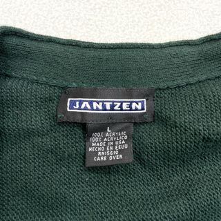 US USA製 ジャンセン JANTZEN アクリル ニット カーディガン 長袖 サイズ：メンズ L ダークグリーン