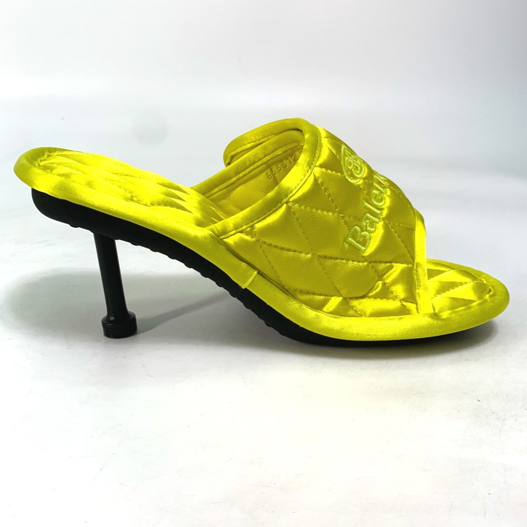 Balenciaga(バレンシアガ)のバレンシアガ BALENCIAGA ロゴ 653312 ミュール ヒール 靴 サンダル サテン ライム イエロー 美品 レディースの靴/シューズ(サンダル)の商品写真
