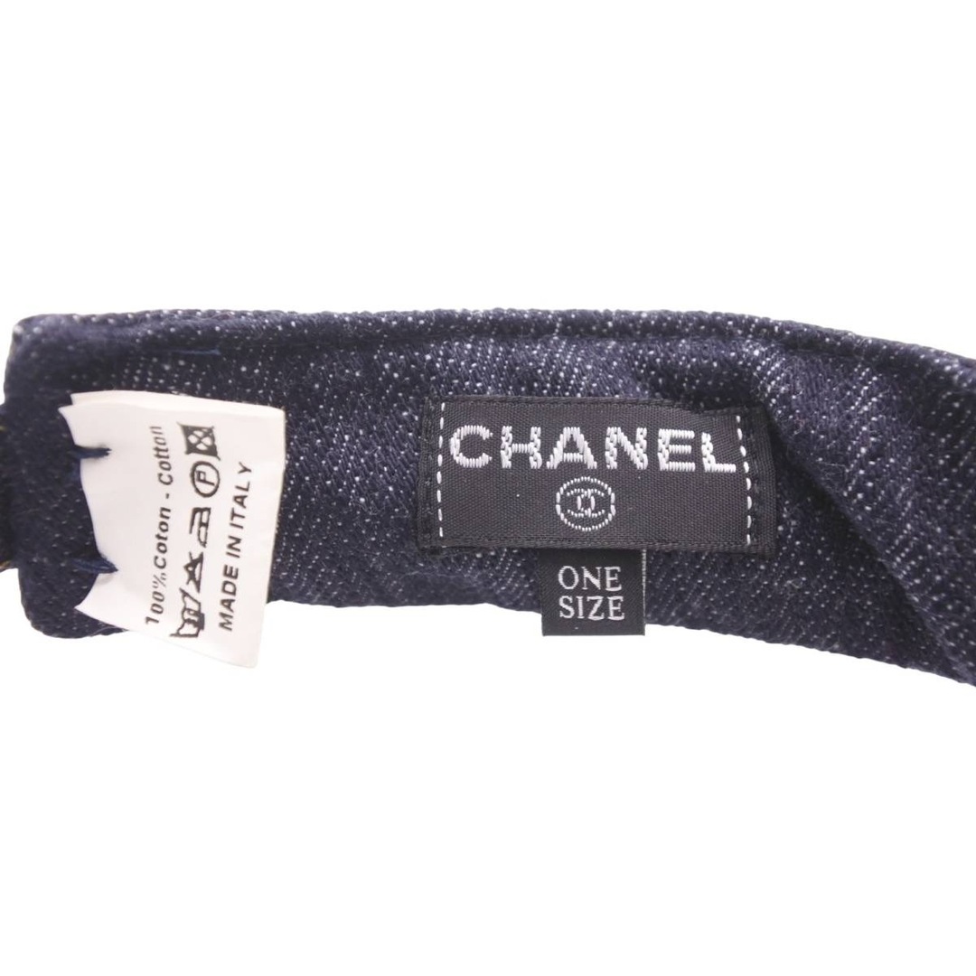 CHANEL(シャネル)の極美品 CHANEL シャネル デニム インディゴ サンバイザー ココマーク ゴールド 刺繍 ロゴ 帽子 小物 ONE SIZE 中古 48536 レディースの帽子(その他)の商品写真