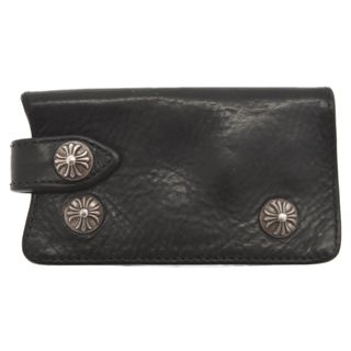 クロムハーツ(Chrome Hearts)のCHROME HEARTS クロムハーツ KEY CASE クロスボールボタン レザーキーケース ブラック(キーホルダー)