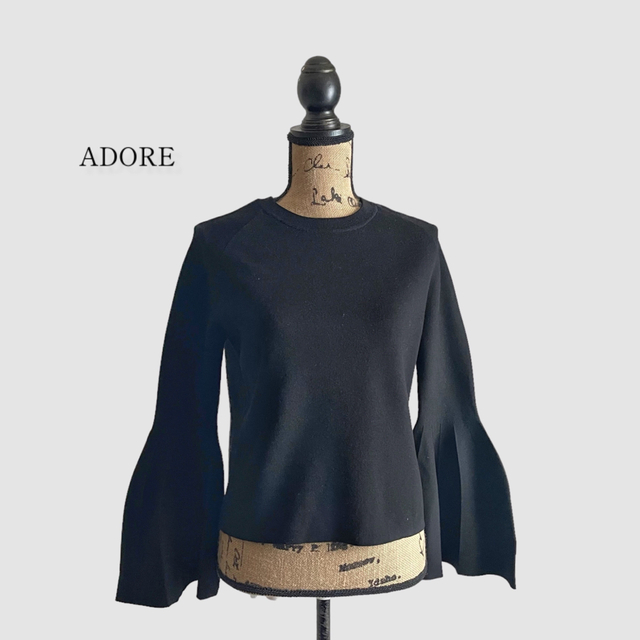 ADORE アドーア ドライストレッチ3ニット フレアスリーブ ブラック