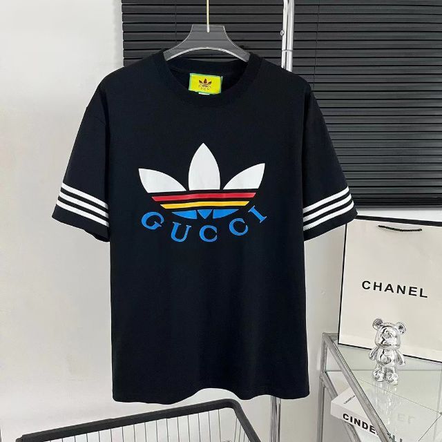 adidas x Gucci コットン Tシャツ ブラック | beltone.sg