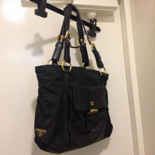 プラダ(PRADA)のプラダレザーナイロンバッグ(ハンドバッグ)