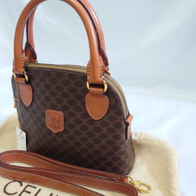 極美品 CELINE マカダム柄 2WAY ミニハンドバッグ 【スーパーセール