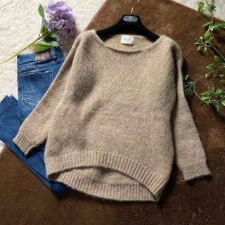 ベイジ(BEIGE,)のBEIGE,　アルパカブブレンド　ゴールドラメ入りニットプルオーバー　S　ベイジ(ニット/セーター)