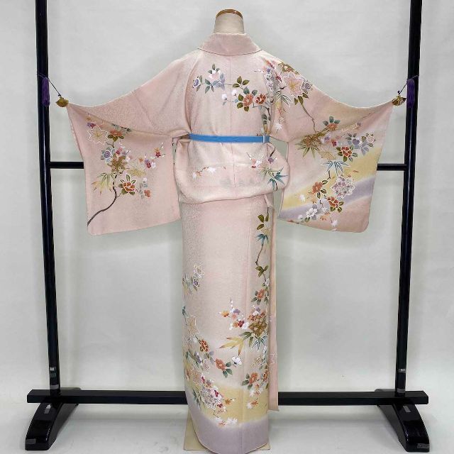 訪問着☆正絹☆オレンジ☆花柄☆卒業式☆入学式☆七五三☆裄68.5㎝☆I-61-