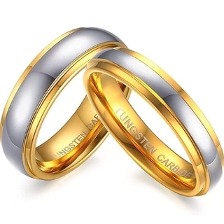 X947 ペアリング 結婚指輪 タングステン ゴールド レディース カップル(リング(指輪))