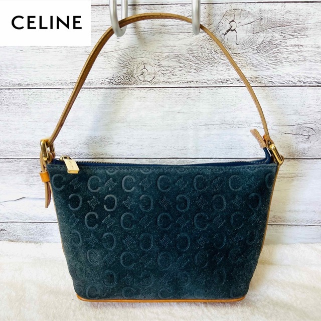 美品】CELINE セリーヌ Cマカダム スエード アクセサリーポーチ 買得