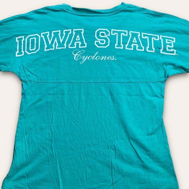 SWX 古着 青緑 アメリカ　USA　カレッジ　背面プリント 長袖　Tシャツ メンズのトップス(Tシャツ/カットソー(七分/長袖))の商品写真