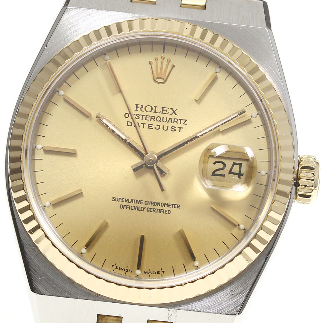 ロレックス ROLEX 17013 オイスタークォーツ デイトジャスト YGベゼル クォーツ メンズ 良品 _738500