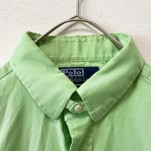 Ralph Lauren(ラルフローレン)の90s ポロバイラルフローレン　長袖シャツ　無地　プレーン　男女兼用　黄緑色 メンズのトップス(シャツ)の商品写真