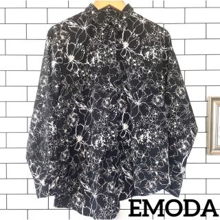 エモダ(EMODA)のEMODA 花柄 シャツ アシンメトリー ブラック フォーマル カジュアル(シャツ/ブラウス(長袖/七分))