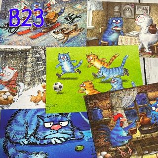 B23 ポストカード　Blue Cats 6枚セット　ネコ　絵はがき　ポスクロ(その他)