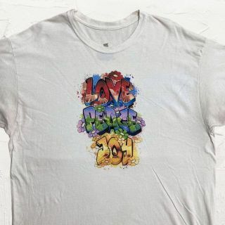 KDZ Hanes  白 ストリート　アート　ラブ　ピース　ジョイ Tシャツ(Tシャツ/カットソー(半袖/袖なし))