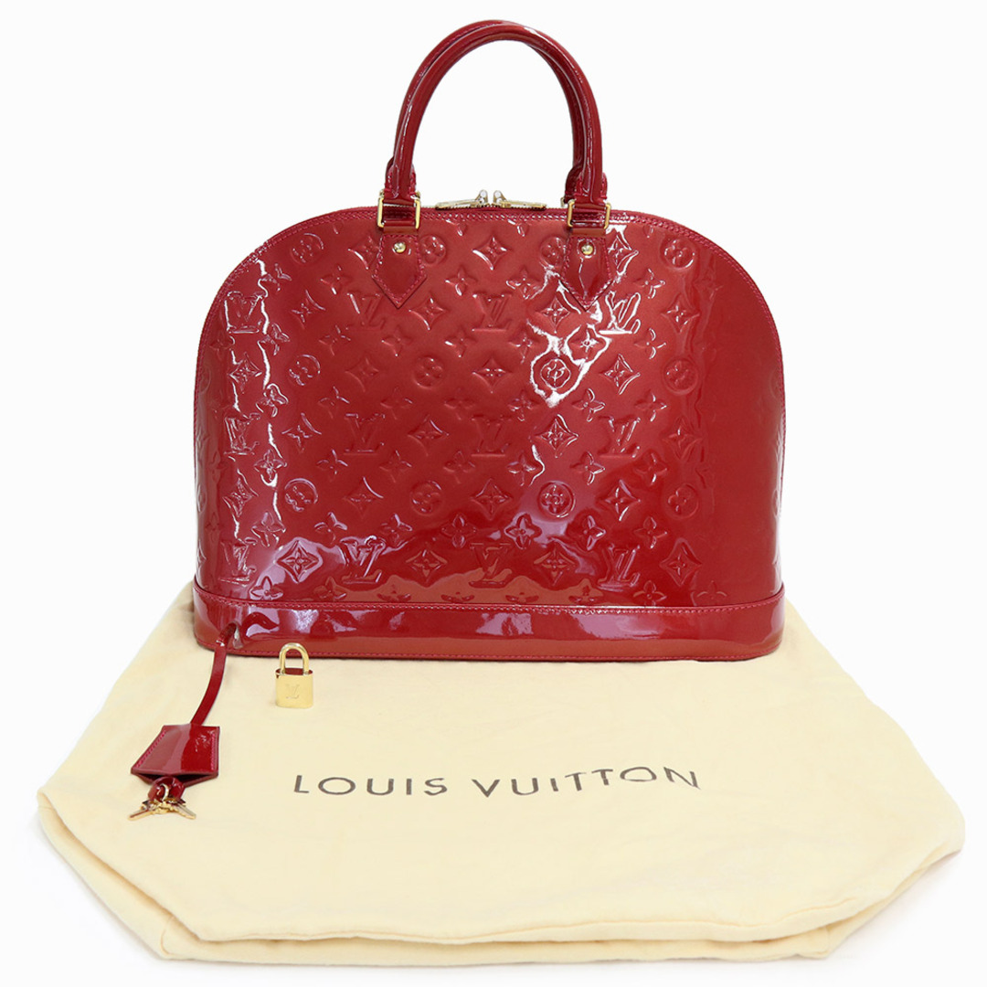 【本物保証】 美品 ルイヴィトン LOUIS VUITTON モノグラム ヴェルニ アルマGM ハンドバッグ ポムダムール レッド M93596