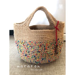 ハンドメイド　麻紐バッグ⭐︎麻ひもバッグ　トートバック　ぽこぽこカラフル(バッグ)