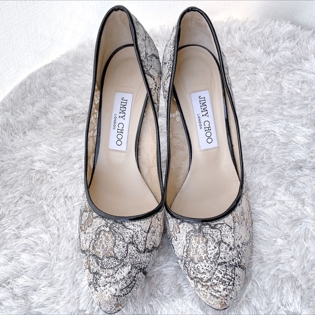 JIMMY CHOO(ジミーチュウ)のJIMMY CHOO ジミーチュウ　パンプス　レース　ハイヒール　花柄　美品 レディースの靴/シューズ(ハイヒール/パンプス)の商品写真