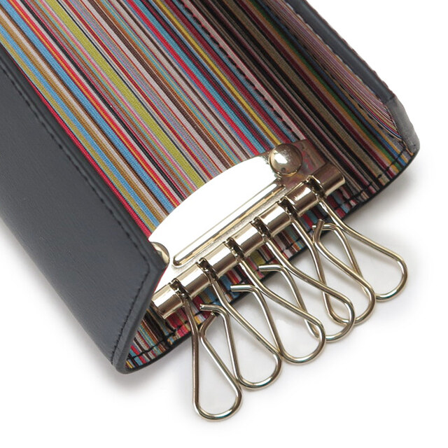 ポールスミス キーケース M1A 1981 BMULTI 79 キーフック 6連 キーホルダー インテリア シグネチャー ストライプ ブラック 黒 Paul Smith 【2023年春夏新作】 5