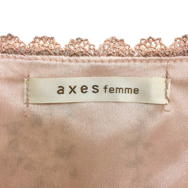 axes femme(アクシーズファム)のアクシーズファム ワンピース フレア ミニ 花柄 レース 半袖 M ピンク 茶 レディースのワンピース(ミニワンピース)の商品写真