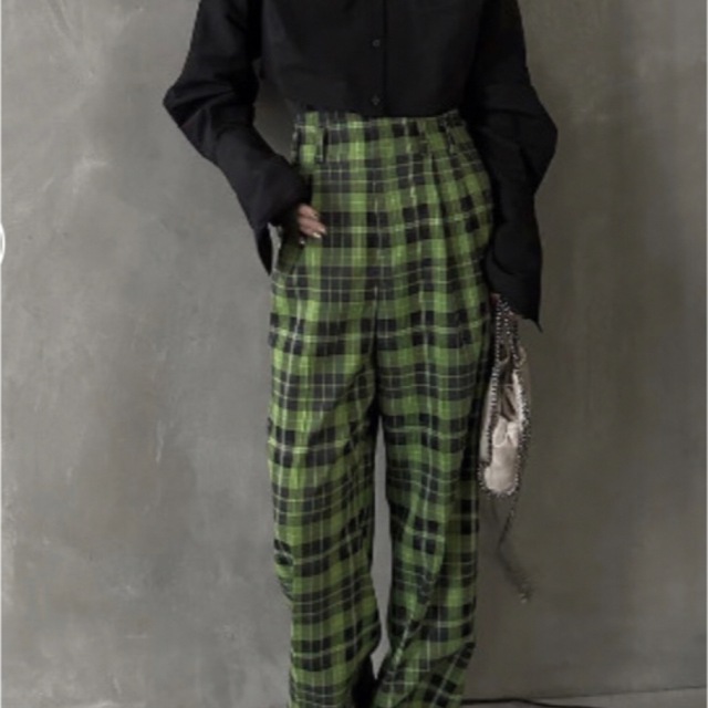 Ameri◆TARTAN CHECK STRAIGHT PANTS グリーン