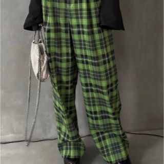 アメリヴィンテージ(Ameri VINTAGE)のAmeri◆TARTAN CHECK STRAIGHT PANTS グリーン(カジュアルパンツ)