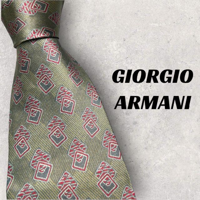 Giorgio Armani(ジョルジオアルマーニ)の【5018】良品！GIORGIO ARMANI ネクタイ　カーキ系 メンズのファッション小物(ネクタイ)の商品写真
