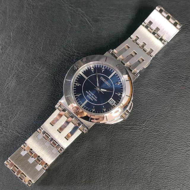 希少極美品【稼働品】SEIKO セイコー キネティック ブルー シルバー