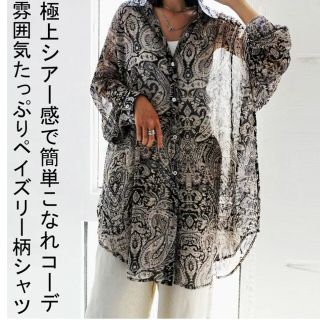 アンティカ(antiqua)のantiqua　ペイズリー柄シアーシャツ(シャツ/ブラウス(長袖/七分))