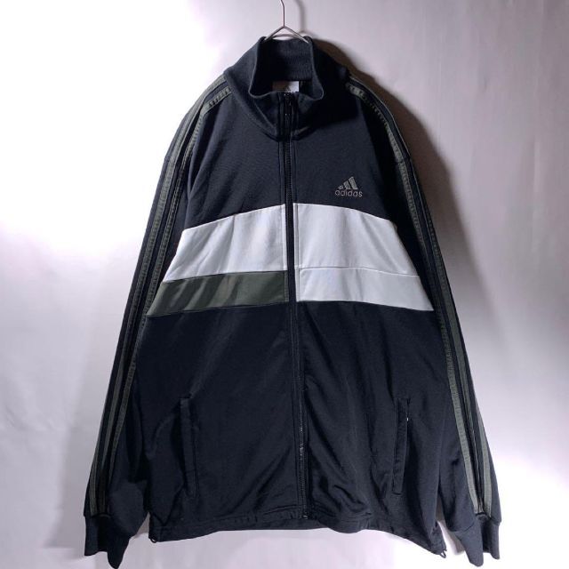 00s adidas トラックジャケット 黒 茶色 グレー L y2k 古着