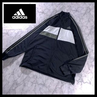 アディダス(adidas)の00s adidas トラックジャケット 黒 茶色 グレー L y2k 古着(ジャージ)