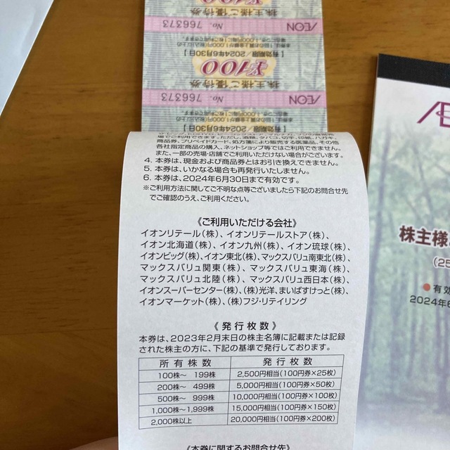 イオン株主優待5000円分 チケットの優待券/割引券(ショッピング)の商品写真