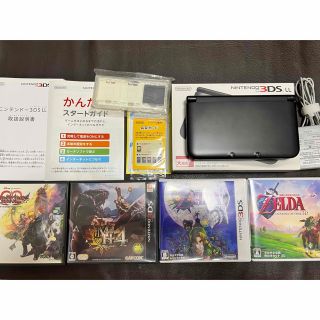 ニンテンドー3DS(ニンテンドー3DS)のニンテンドー3DS LL ブラック本体 ＋ ゼルダ他(家庭用ゲーム機本体)