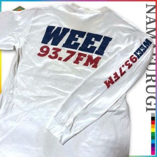 古着 GILDAN  白 WEEI ラジオ　FM 93.7 長袖　Tシャツ(Tシャツ/カットソー(七分/長袖))