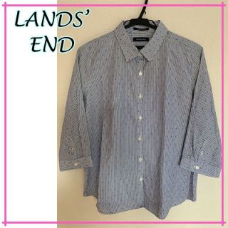 ランズエンド(LANDS’END)の【日除けも◎】ランズエンド　ストライプ　シャツ　ドット　羽織り　(シャツ/ブラウス(長袖/七分))