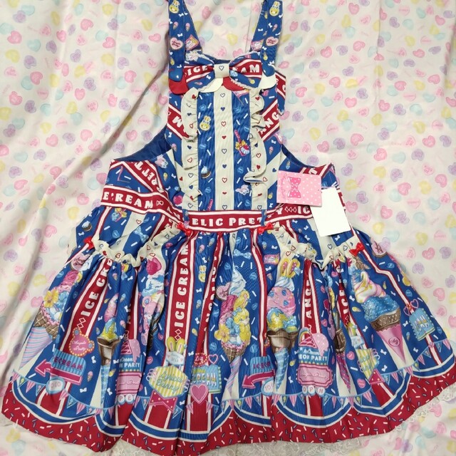 Angelic Pretty☆Ice Cream Parlorサロペット☆新品ひざ丈ワンピース