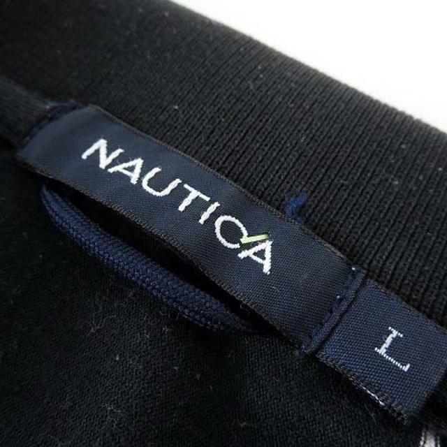 NAUTICA(ノーティカ)のノーティカ NAUTICA ポロシャツ ストライプ ロゴ 刺繍 半袖 L 黒 白 メンズのトップス(ポロシャツ)の商品写真