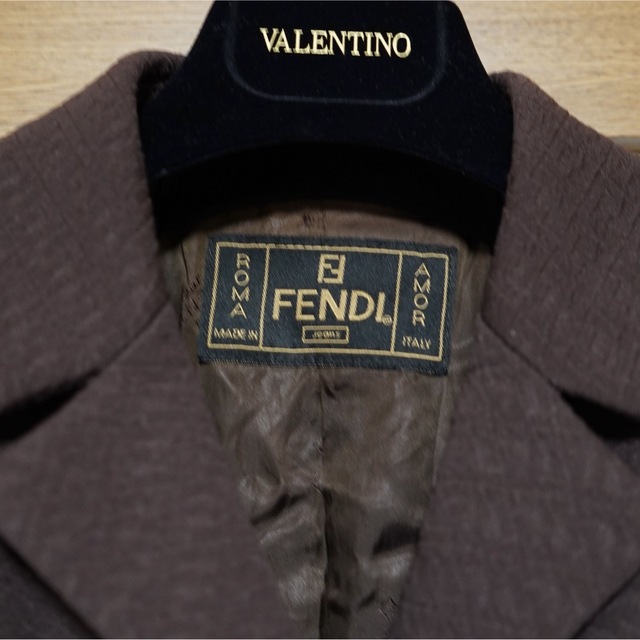 【FENDI】 フェンディ ズッカ柄 テーラードジャケット ブレザー ブラウン