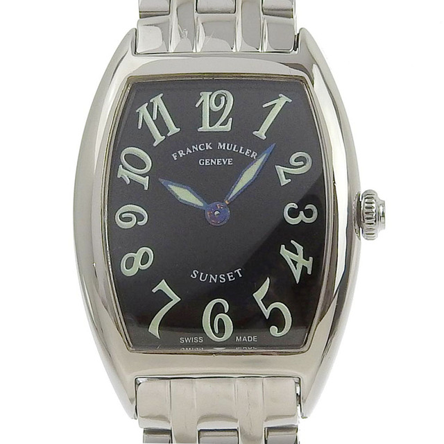 【FRANCK MULLER】フランクミュラー トノウカーベックス サンセット 1752QZ ステンレススチール シルバー クオーツ アナログ表示 レディース 黒文字盤 腕時計
