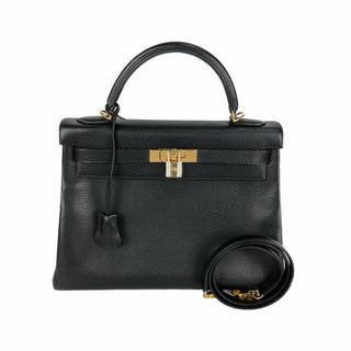 エルメス(Hermes)のエルメス HERMES ケリー32 □G刻 ブラック ゴールド金具 アルデンヌ レディース ハンドバッグ(ハンドバッグ)