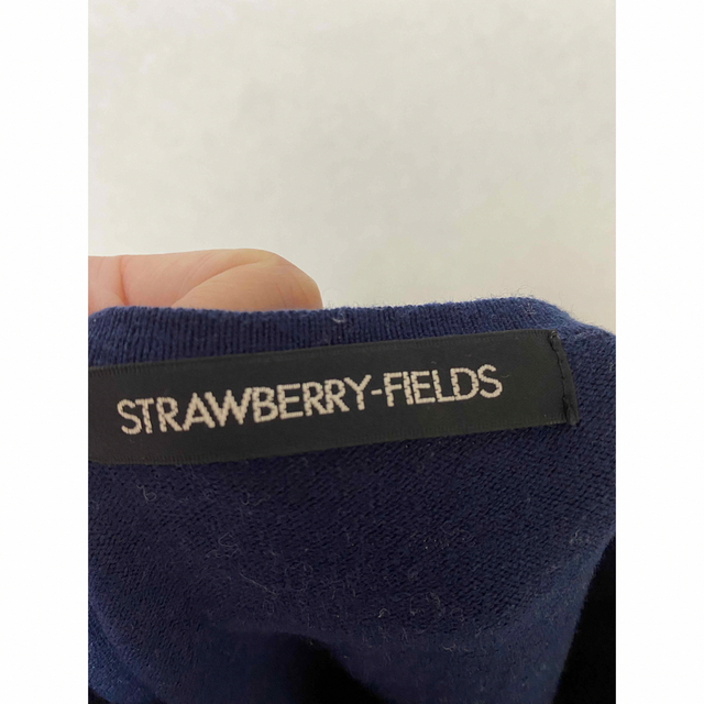 STRAWBERRY-FIELDS(ストロベリーフィールズ)のストロベリーフィールズ　半袖　カーディガン　ビーズ　ネイビー　バレリーナ レディースのトップス(カーディガン)の商品写真