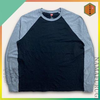 SWZ 古着 Hanes  黒　グレー 無地　ラグラン　リンガー 長袖　Tシャツ(Tシャツ/カットソー(七分/長袖))